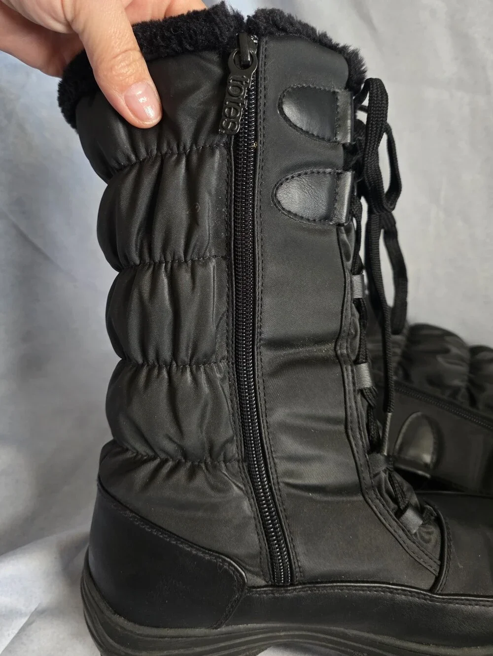 totes Black Insulated Lace-Up Winter Boots with Side Zip